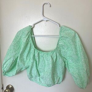 Billabong Green and White Crop Top